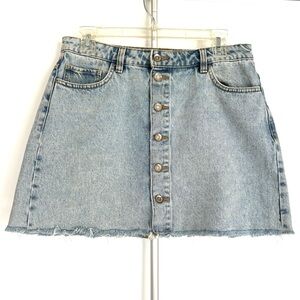 ZARA Button Front Light‎ Rinse A-line Denim Mini Skirt Size 6